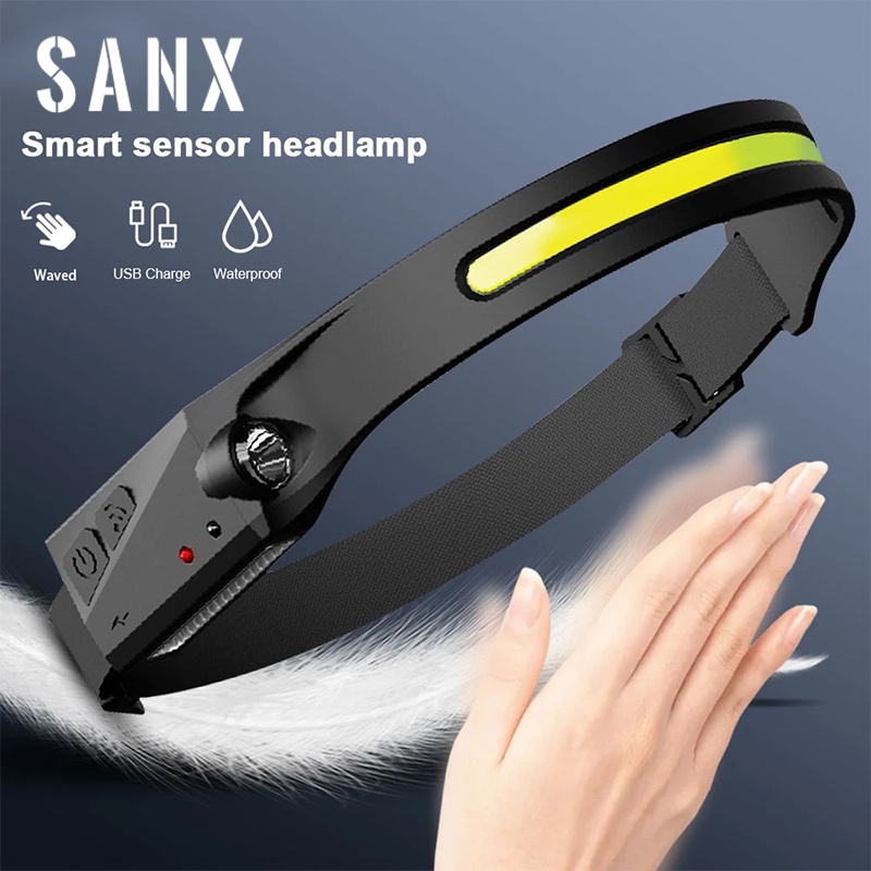 SANX 24000LM Headlamp Motion Sensor Headlight LED Flashlight USB ...