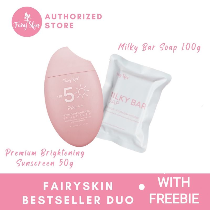 Fairy Skin Premium Brightening Sunscreen SPF50 and Milky Bar Soap ...