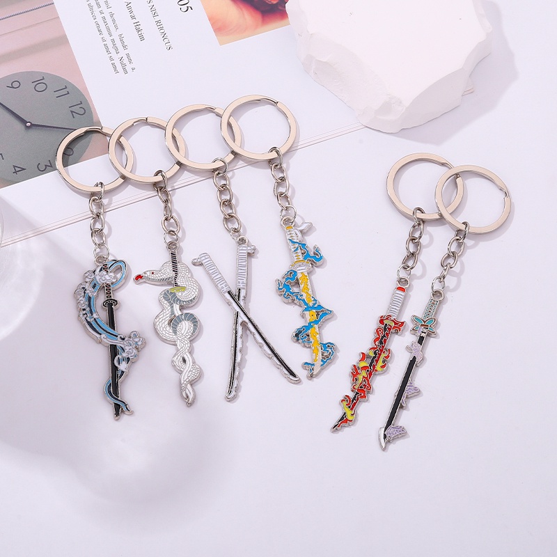 Anime Demon Slayer Sword Keychain Kimetsu No Yaiba Tomioka Giyuu Kochou