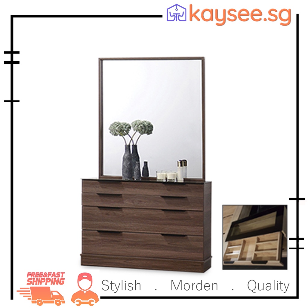kayseeGracia Dressing Table with Jewelry Storage & Glass Top Dressing
