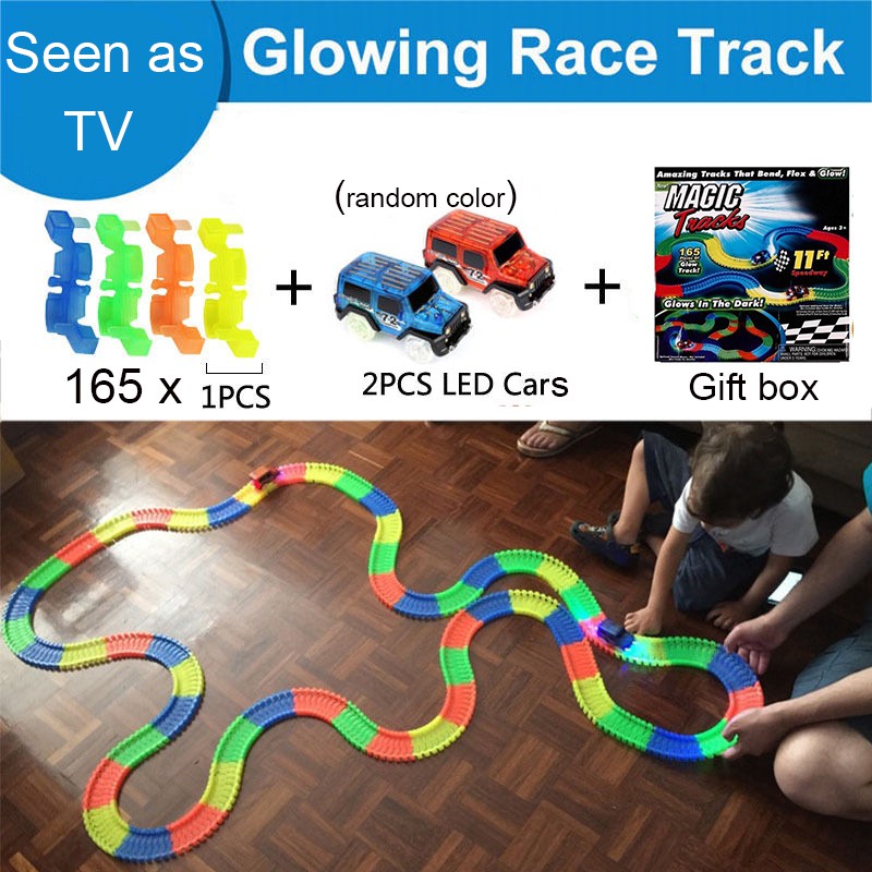 Race Tracks Magic Track Toys 165Pcs DIY Magic Tracks And Pcs LED
