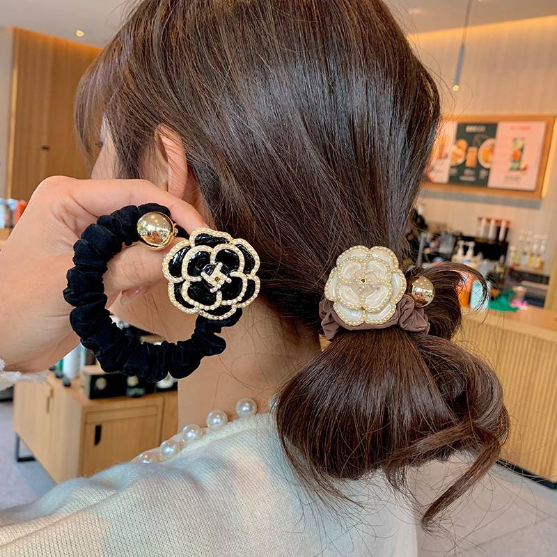Xiaoxiangfeng Hair Ring Korean Classy Camellia Head Rope Tie Rubber ...
