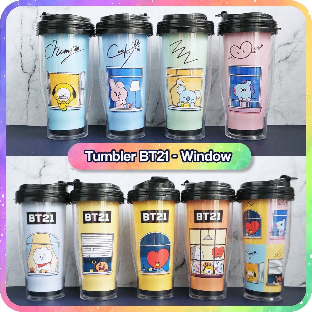 Bt21 Window Tumbler - KPOP BTS Merchandise Unofficial Souvenir Drink ...