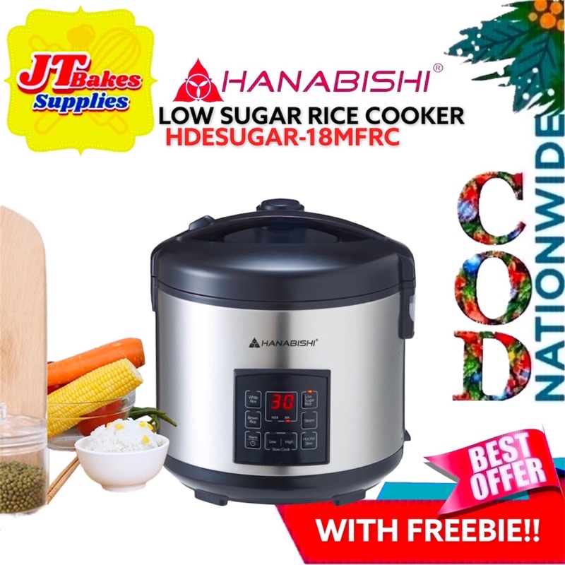 Hanabishi Low Carb Sugar 1.8L Rice Cooker HDESUGAR18MFRC with Freebie