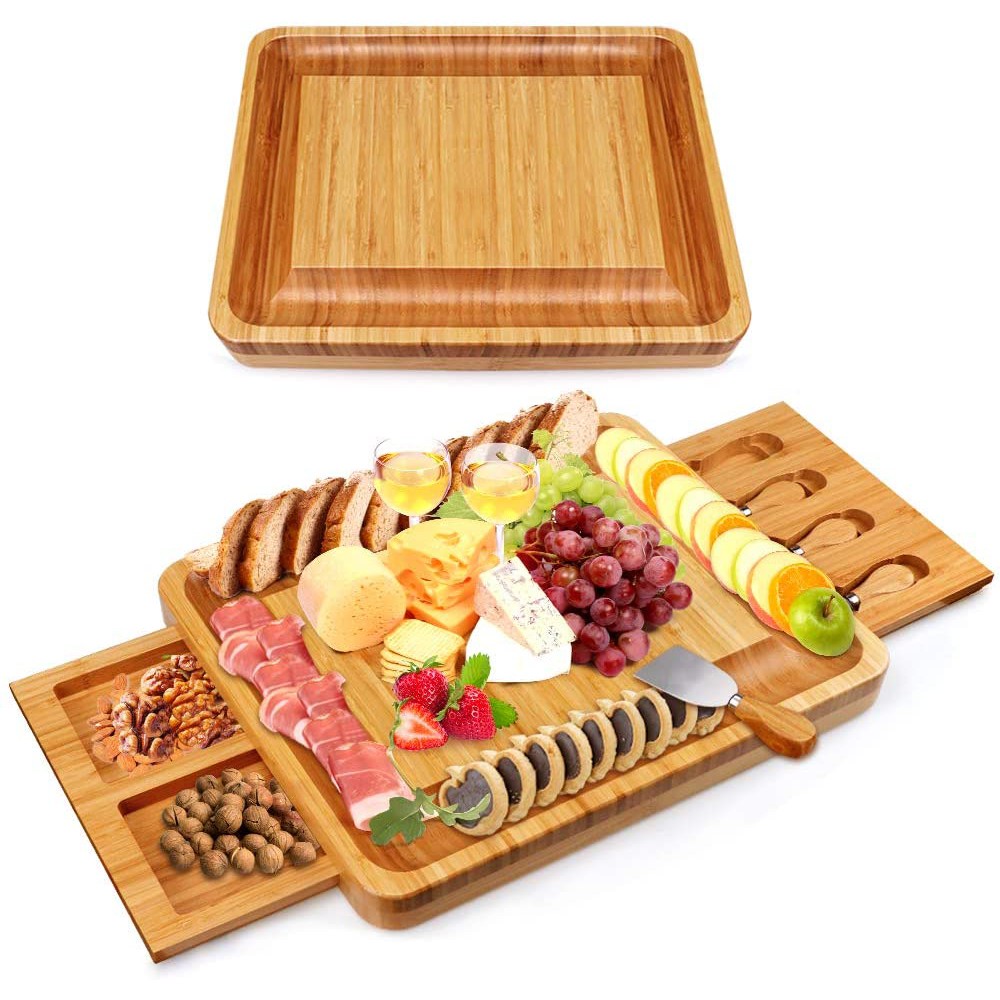 Fab Home Cheese Board Set 16x13 inches Large Wood Charcuterie Platter