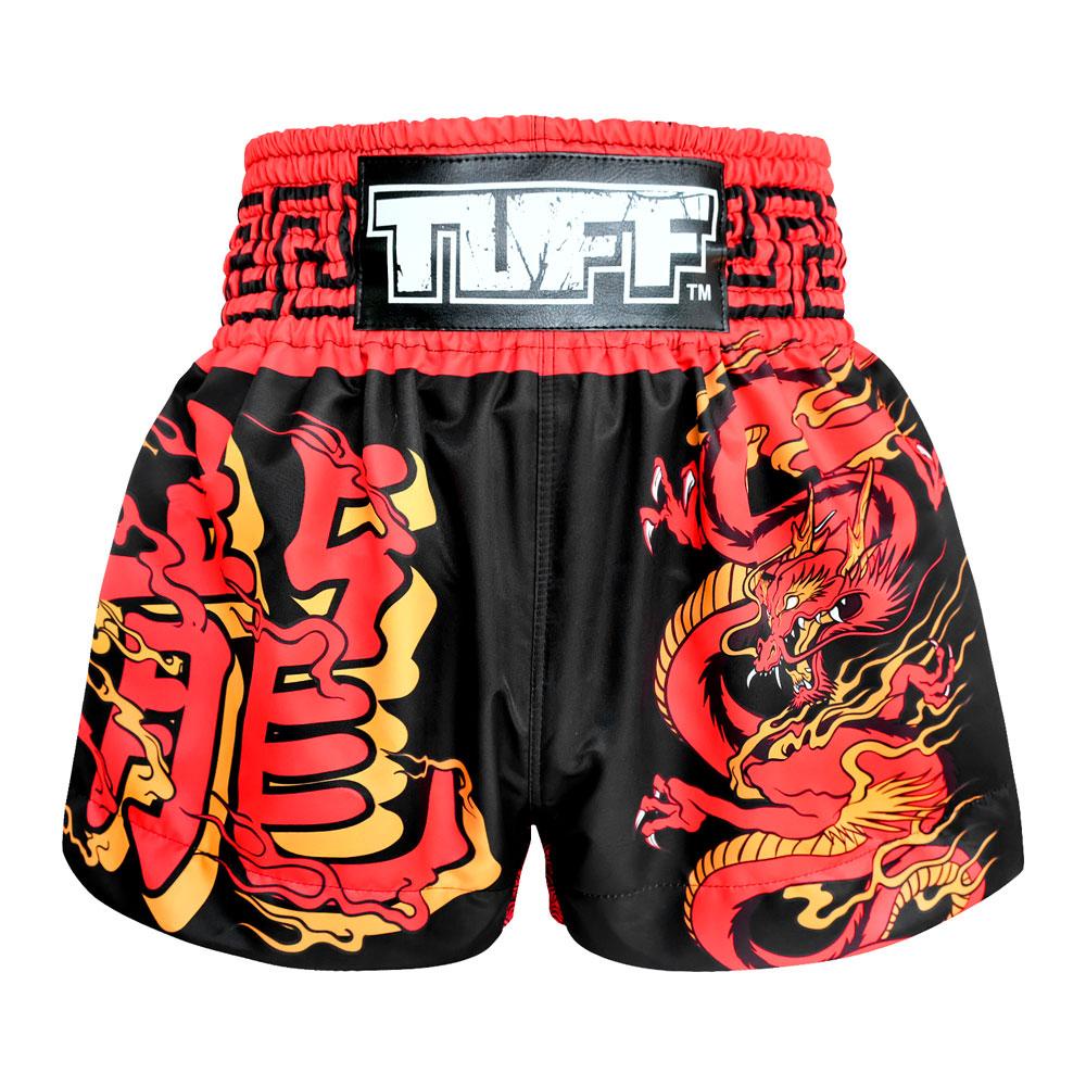Lotus Red Dragon Print Pattern Muay Thai Boxing Shorts main image 1