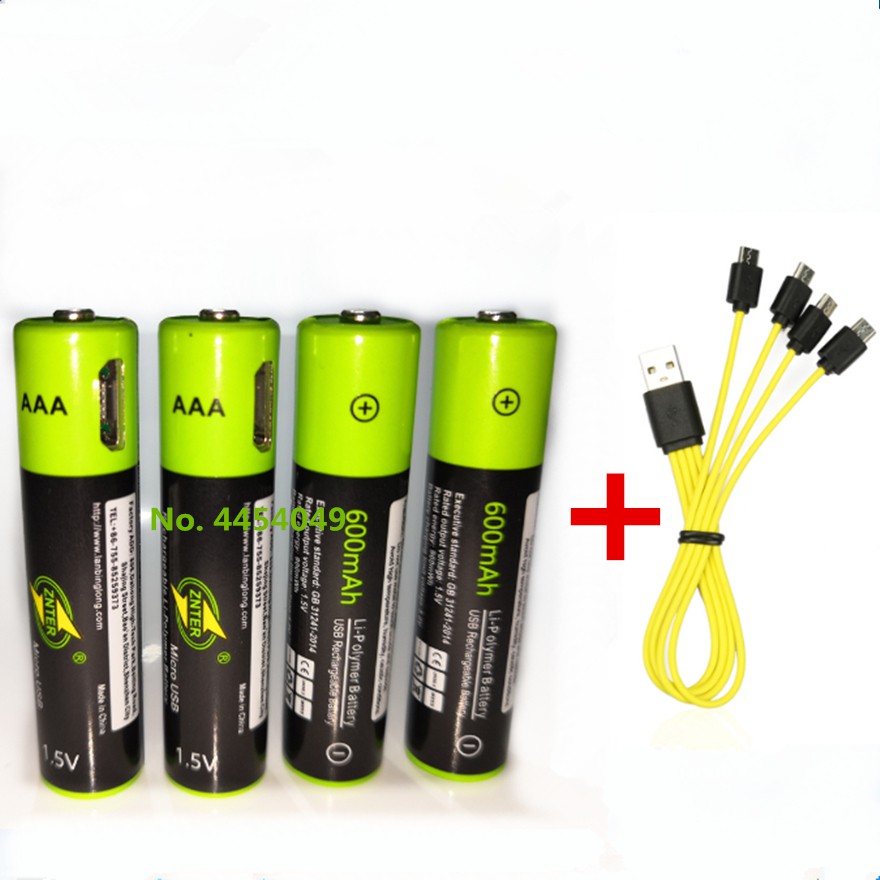 AAA USB Rechargeable Batteries Lithium - Polymer (Li-Po) 1.5V