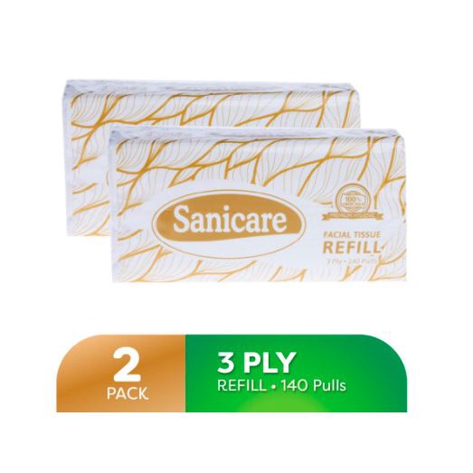 Sanicare Facial Tissue Refill 3Ply 140 Pulls Pack of 2 Shopee Philippines
