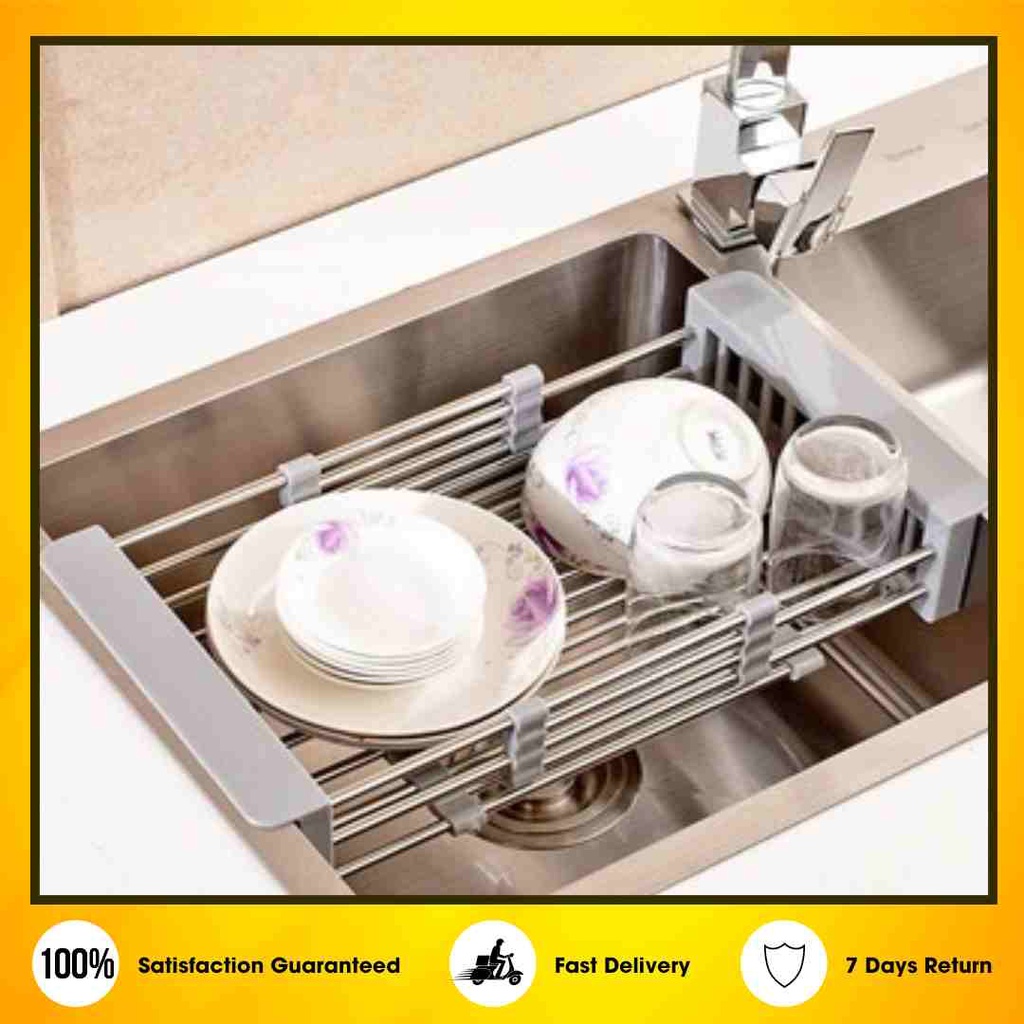 The Witty Home Adjustable Dish Drying Rack Over Sink Stainless Steel ...