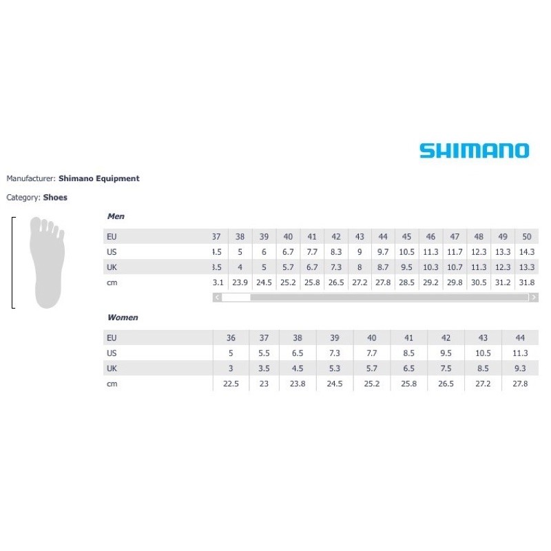 Shimano cleats size chart sale