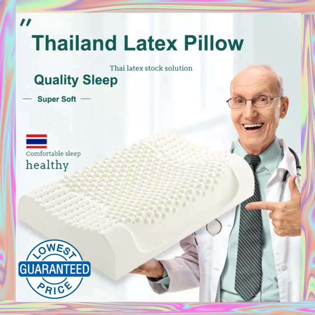 Massaging Natural Thailand Ventilated Latex Foam Pillow / Removable