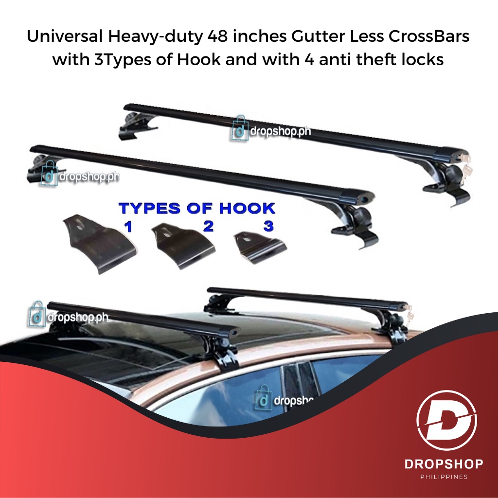 Universal Heavy-duty Gutter Less Cross Bars with 3 Types of Hook ...