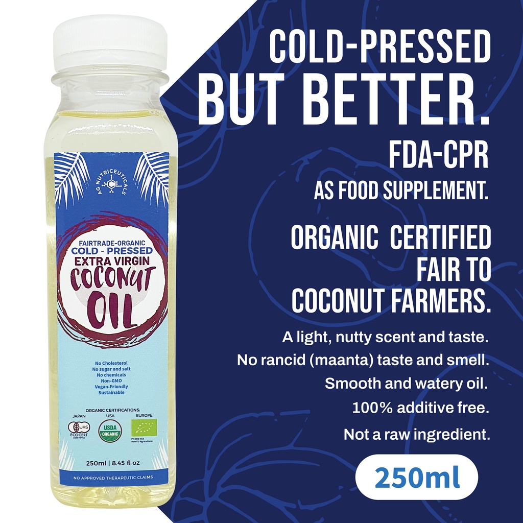 Organic Fairtrade Certified Cold Pressed Virgin Coconut Oil 250ml VCO Shopee Philippines