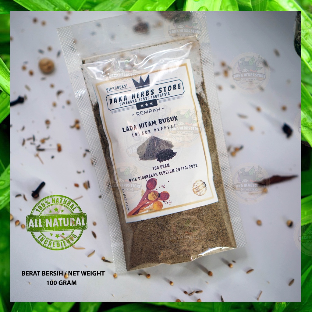 HITAM Pure Powdered Black Pepper Without Mixture (100 Grams) | Shopee ...