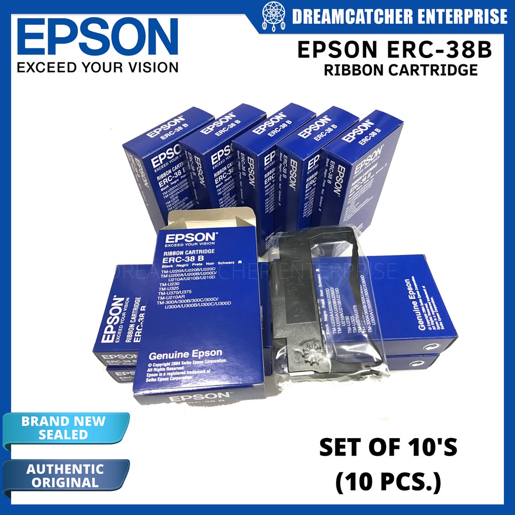 Epson ERC-38 B Ribbon Cartridge Set of 10 Black [Original Sealed Brand ...