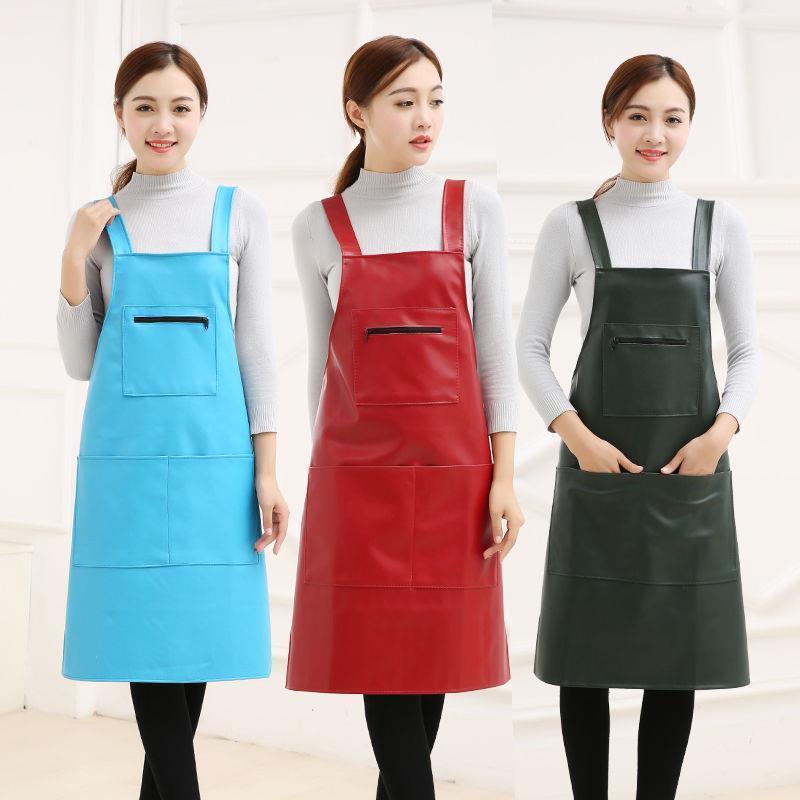 Hindi tinatablan ng suot na PU leather apron na hindi tinatablan ng tubig at hindi tinatablan ng