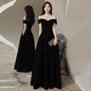 Simple black long store gown