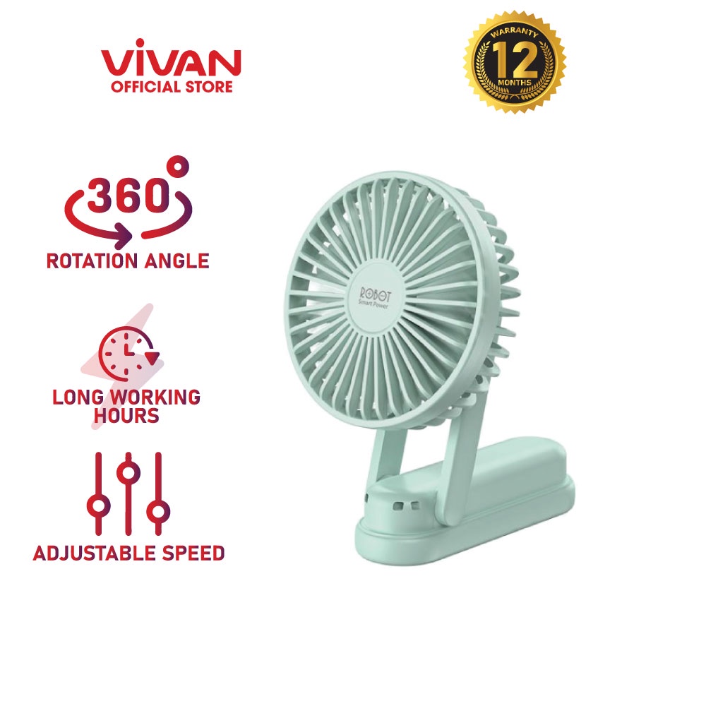 ROBOT Fan Mini USB Fan Rechargeable Portable Handheld Hand Fan 2000mAh