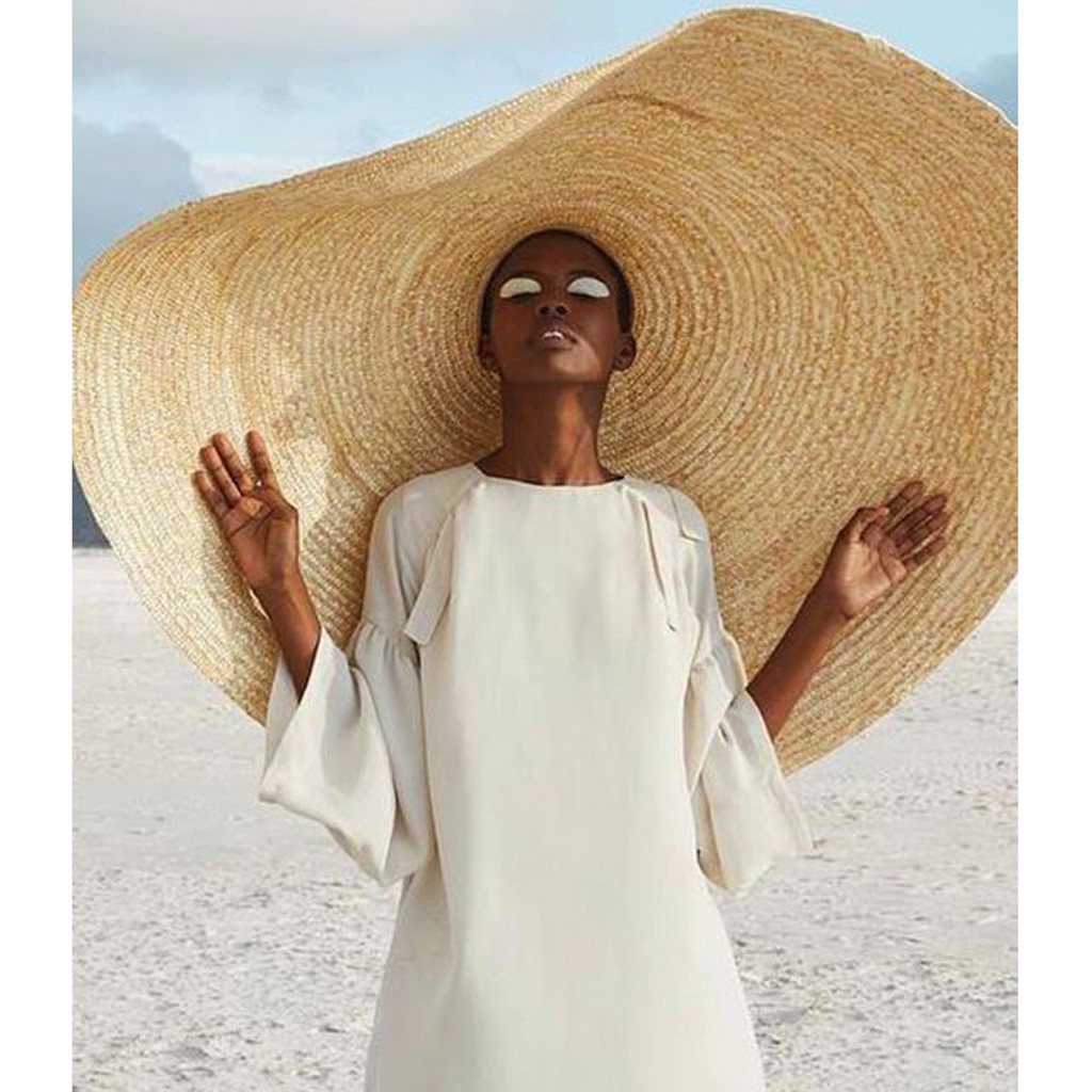 ❀◅✖Woman Fashion Large Sun Hat Beach Anti-UV Sun Protection Foldable Straw  Cap Cover Oversized Colla