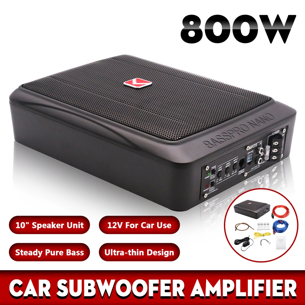 10inch 800W bluetooth Car Amplifier Subwoofer Car Audio Slim Under Seat Active Subwoofer Auto