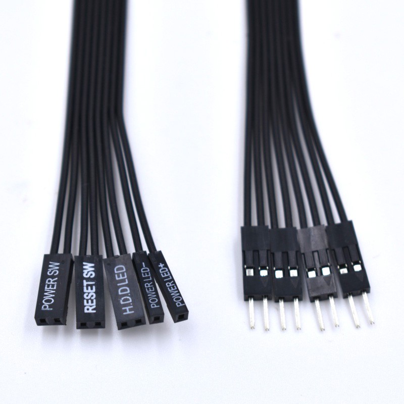 NOYITO Motherboard Extension Cable Set 22AWG Silver Plated Cable Gold-Plated Plug Power SW Power LED HDD LED Reset SW Four Kinds Extension For PC DIY (0.5 Meters, Silver