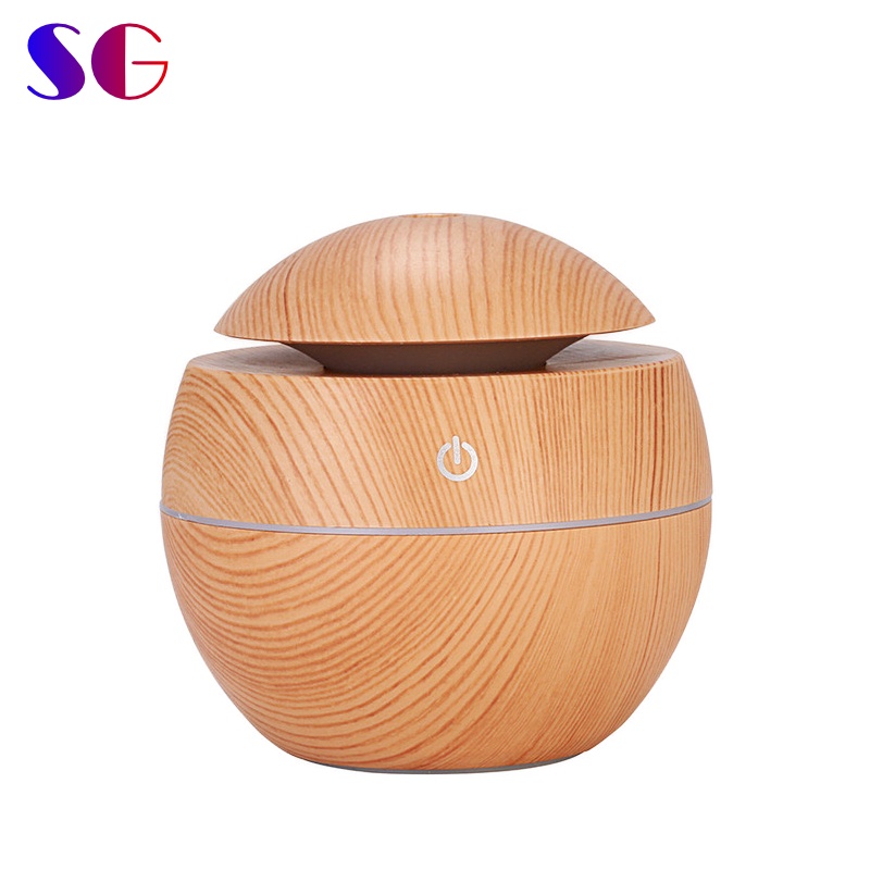 130ml Vase Wood Grain Mini Humidifier With Essential Oil Diffuser ...