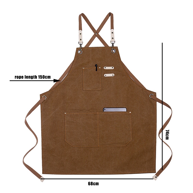 Canvas leather straps Strap-back type Coffee Shop Aprons Barber Working ...