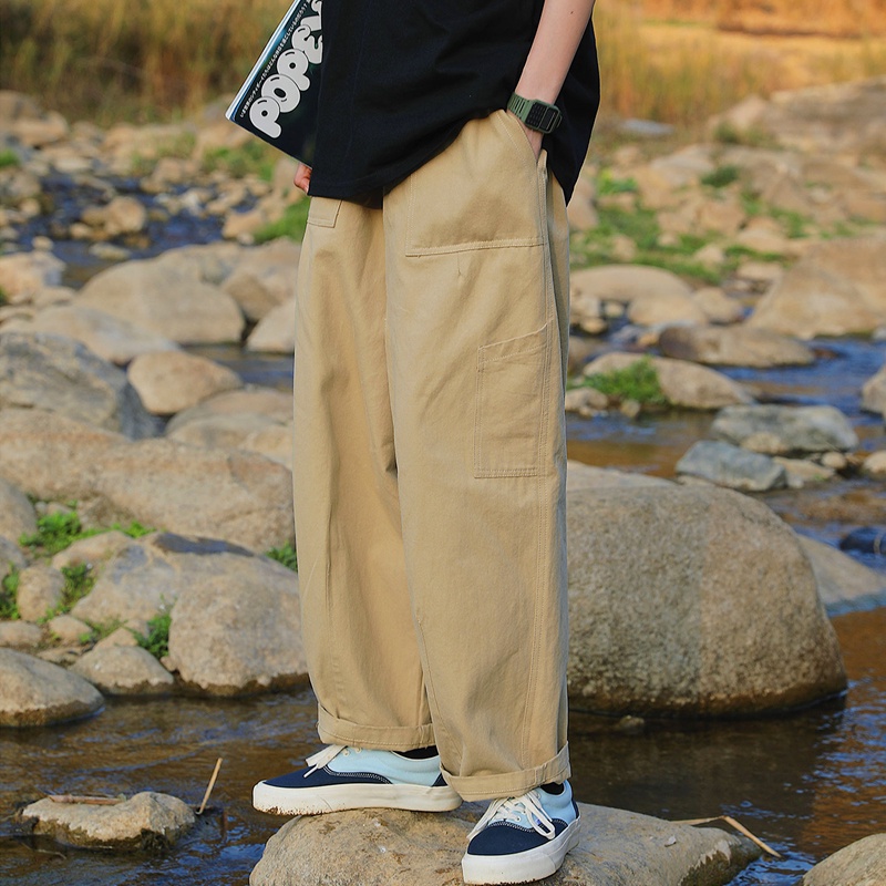 Baggy Black Cargo Pants Men Khaki Cargo Trousers Vintage Loose Japanese  HipHop