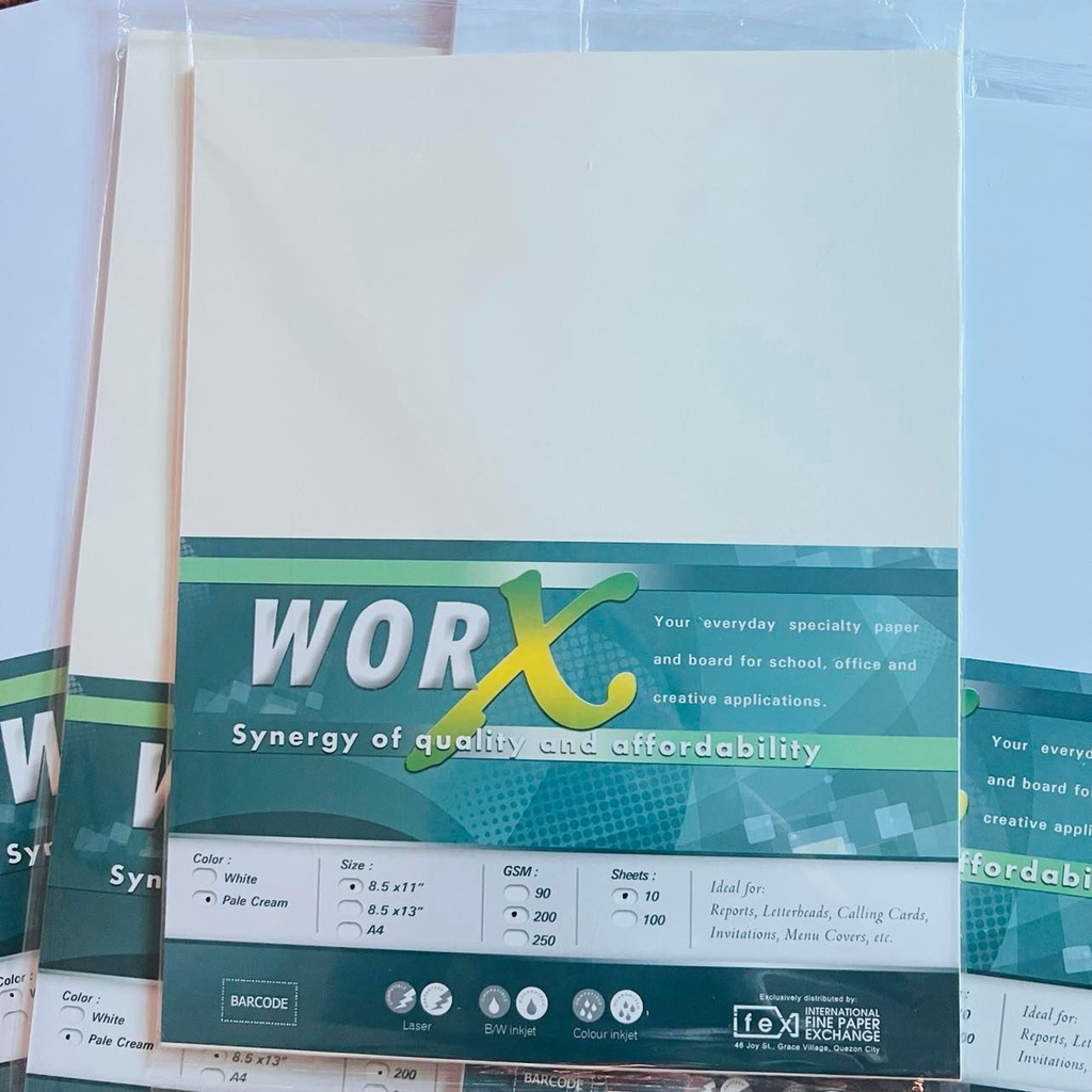 Specialty Board WORX 200gsm COLOR White Cream SIZE 8.5x11