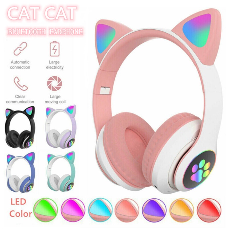 Bluetooth Headphone Wireless Adjustable Cat Ear Headset With Mic