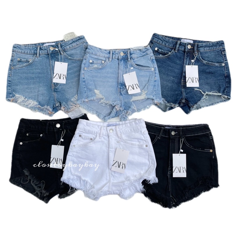 Zara frayed high rise best sale denim shorts