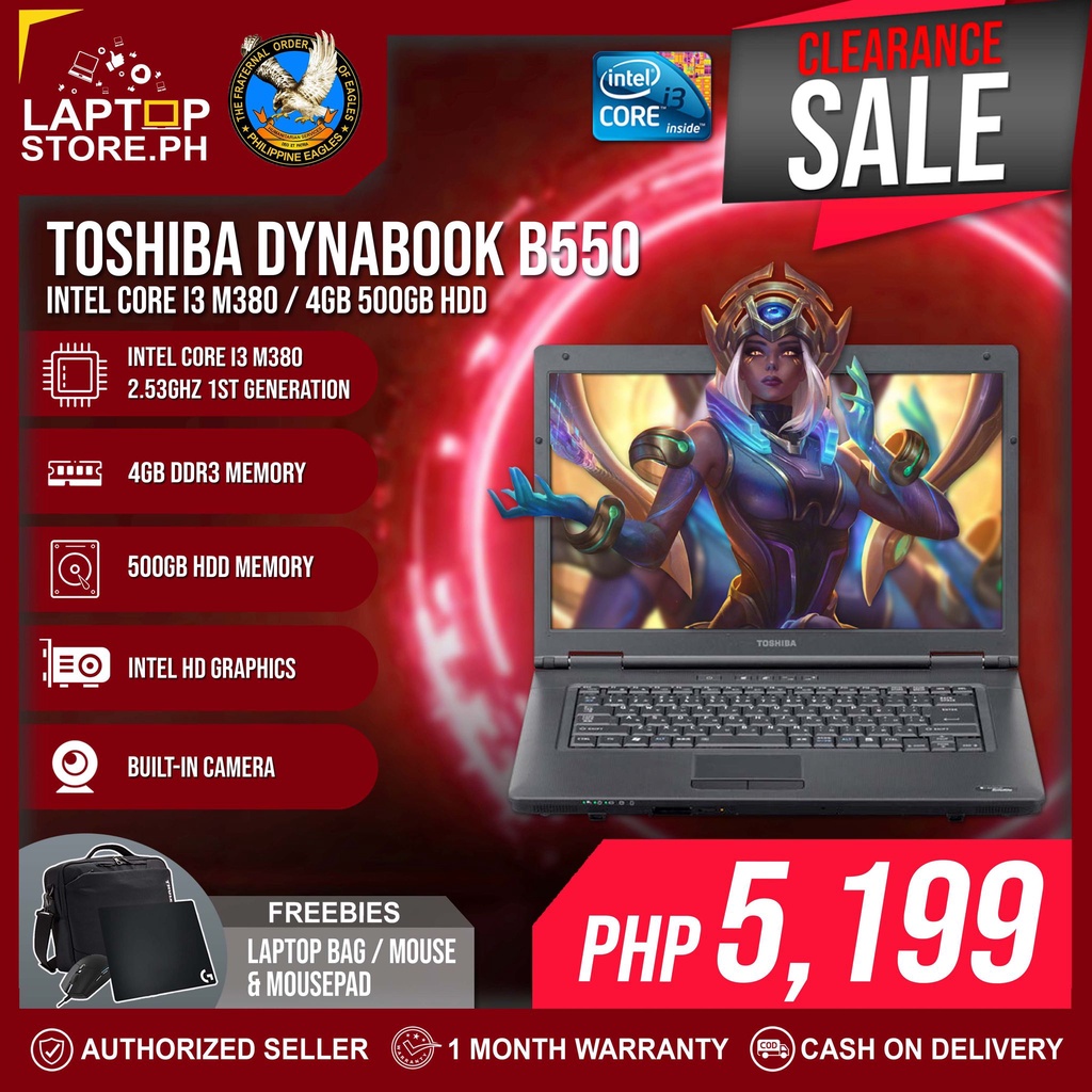 Laptop Toshiba B550 Intel Core i3 M380 2.53ghz 4gb 500gb HDD Camera ...