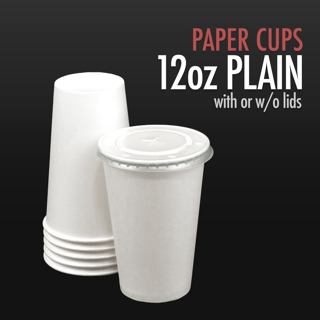 [50pcs] Paper Cup 12oz with Lid SET! (80mm), High Quality - Party Cups ...