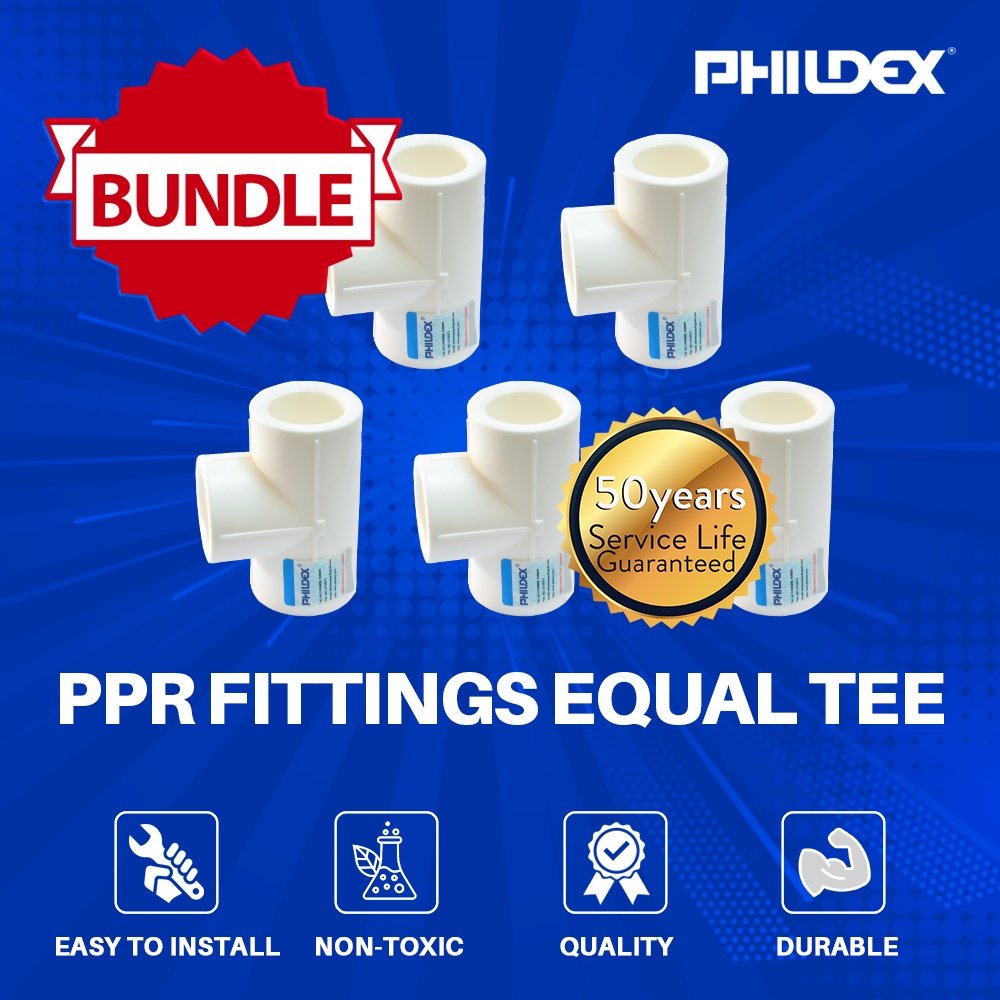 Phildex PPR Fittings Equal Tee 20mm - 5 PCS | Shopee Philippines