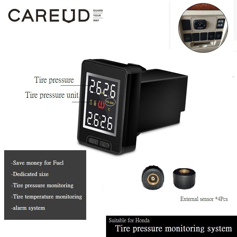 Careud TPMS Wireless Auto Tire Pressure Monitoring System With 4 ...