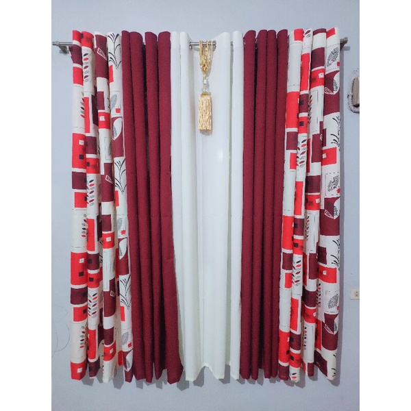 FERN SQUARE RED CURTAIN SOLD PER SET | Shopee Philippines