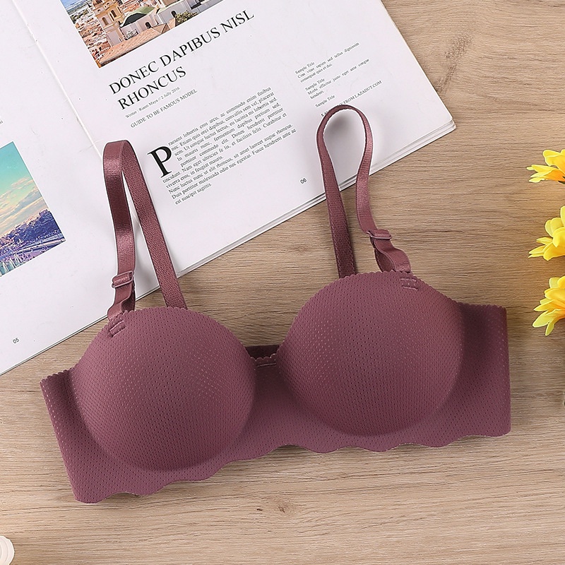 Abma New Bra Seamless Breathable Strapless Nonwire Push Up Bra Fashion Shell Half Thick Cup Bras 5665
