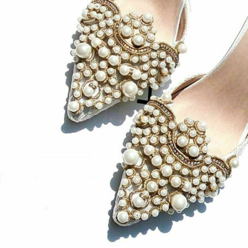 Women High Heel Pearl Shoes Ornament/ Bride Flower Shoe Decoration ...