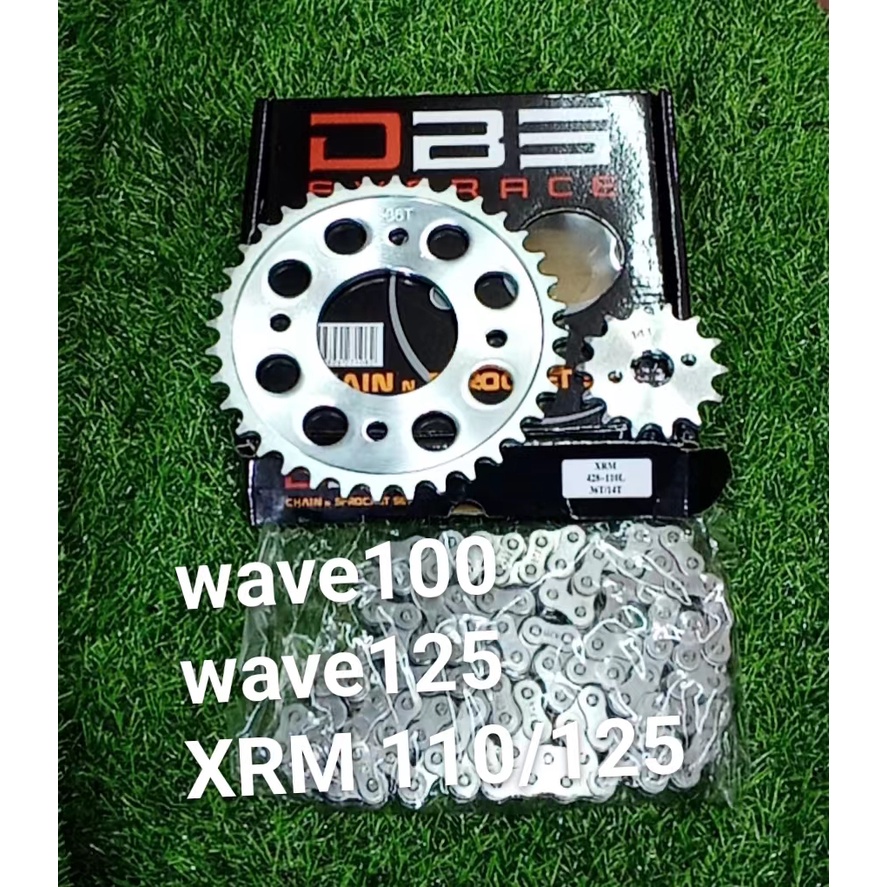 CHAIN & SPROCKET SET WAVE100/WAVE125/XRM110/XRM125 (WHOLE SALE