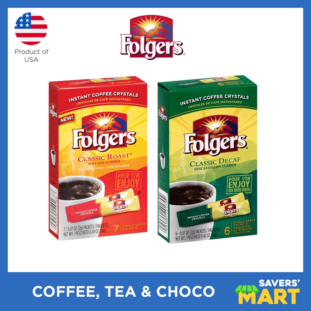 Folgers Coffee Single Packets (Classic Roast, Classic Decaf) | Shopee ...