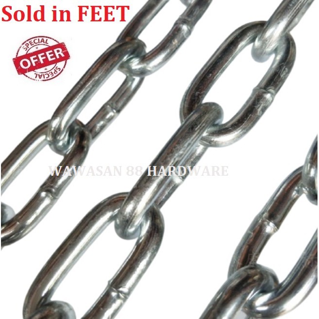 Galvanized Iron Link Steel Metal Chain / Besi Rantai Besi | Shopee ...