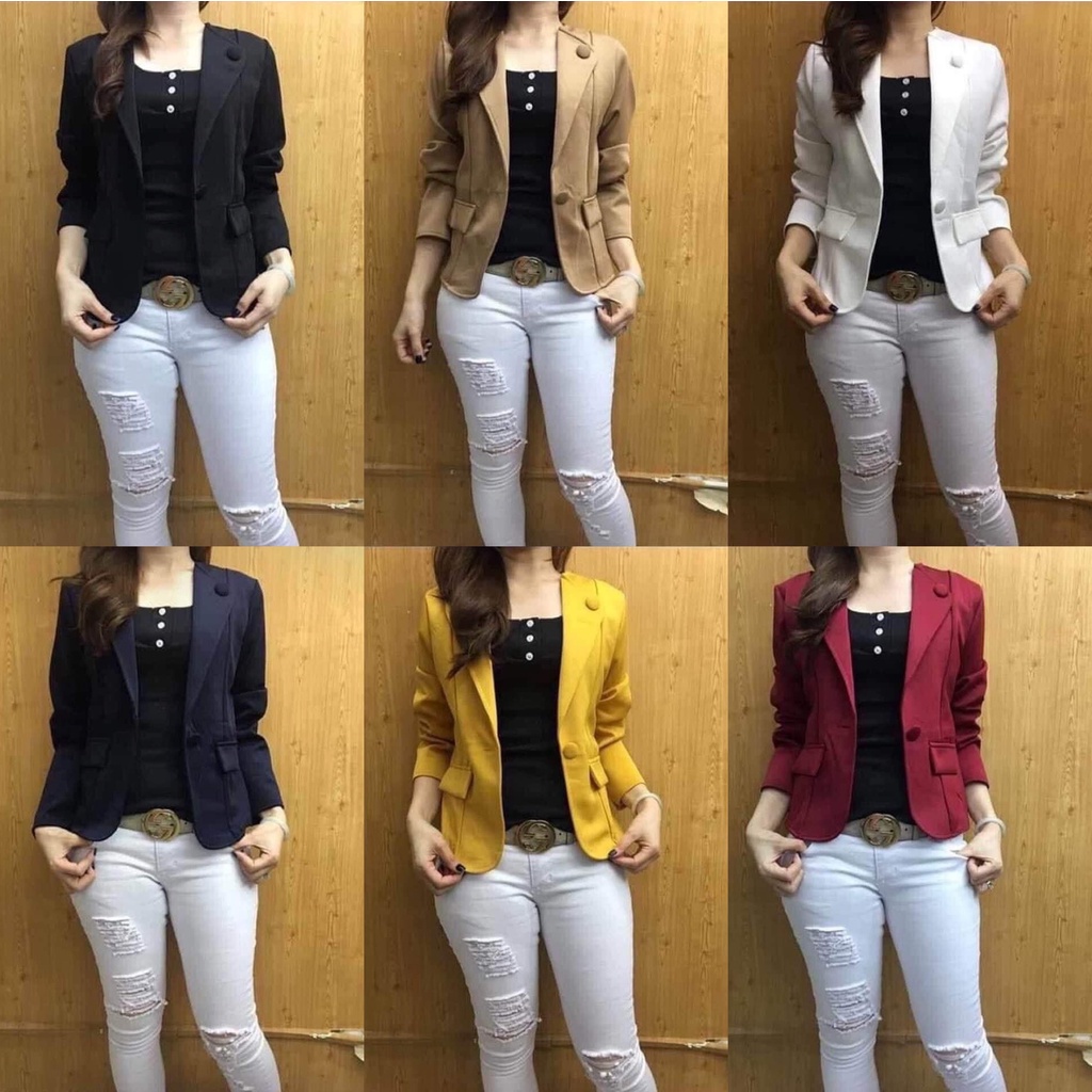 Ladies Casual Blazer Long Sleeves Plain Formal Pamatong Jacket 6 Colors