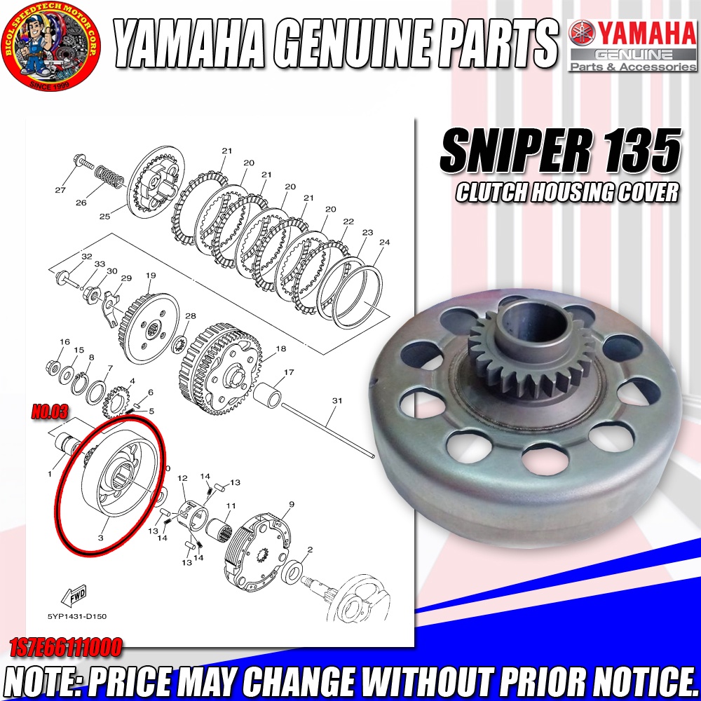 SNIPER 135 CLASSIC CLUTCH HOUSING COVER (YGP) (GENUINE 1S7E661110