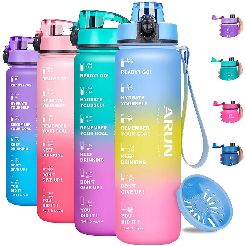 Sports Water Bottle with Leak Proof Flip Top Lid and Security Lock, BPA