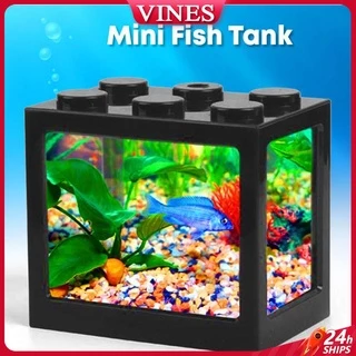 New Desktop Fish Box Aquarium With Light Battery Type Small Fighting Fish  Tank Office Mini Fighting Fish Tank Aquarium Supplies