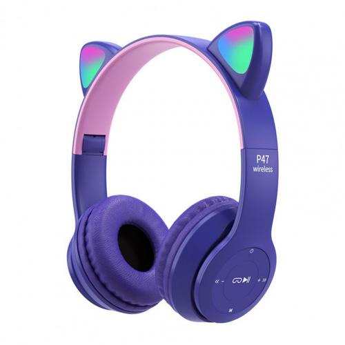 Cat Ear Headphone with Mic Wireless Headphones P47 Bluetooth Headset ...