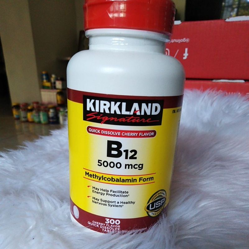 Kirkland Signature B12, 5000 Mcg, 300 Cherry Flavored Quick Dissolve ...