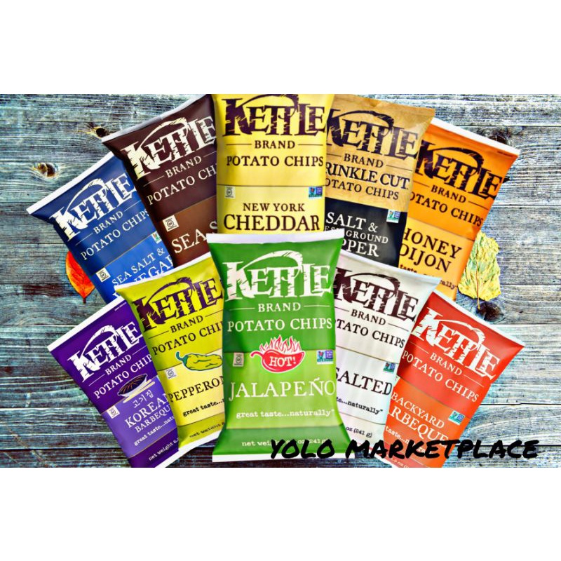 Kettle Brand Potato Chips Honey Dijon/Sea Salt/Vinegar/Cheddar/Jalapeno