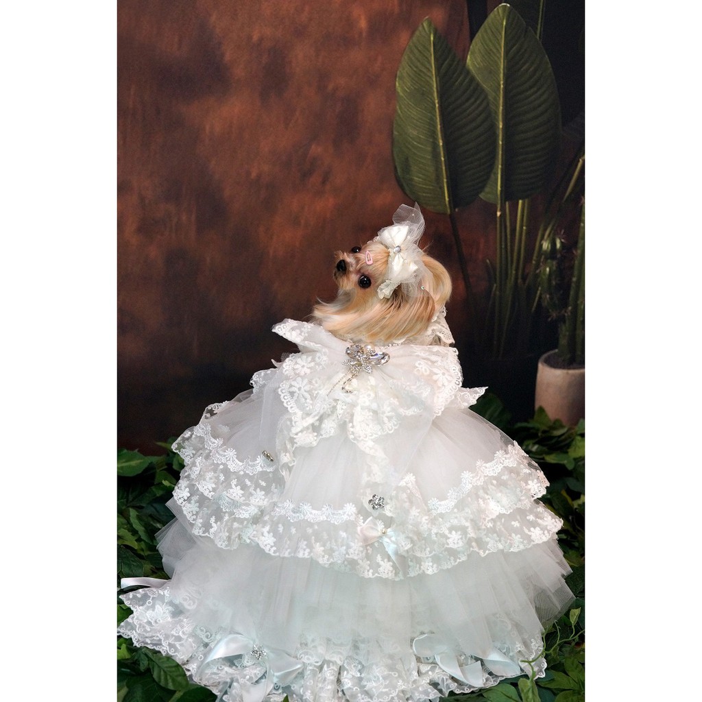 Luxurious Handmade Dog Clothes Big Tail Lolita Pet Wedding Dresses