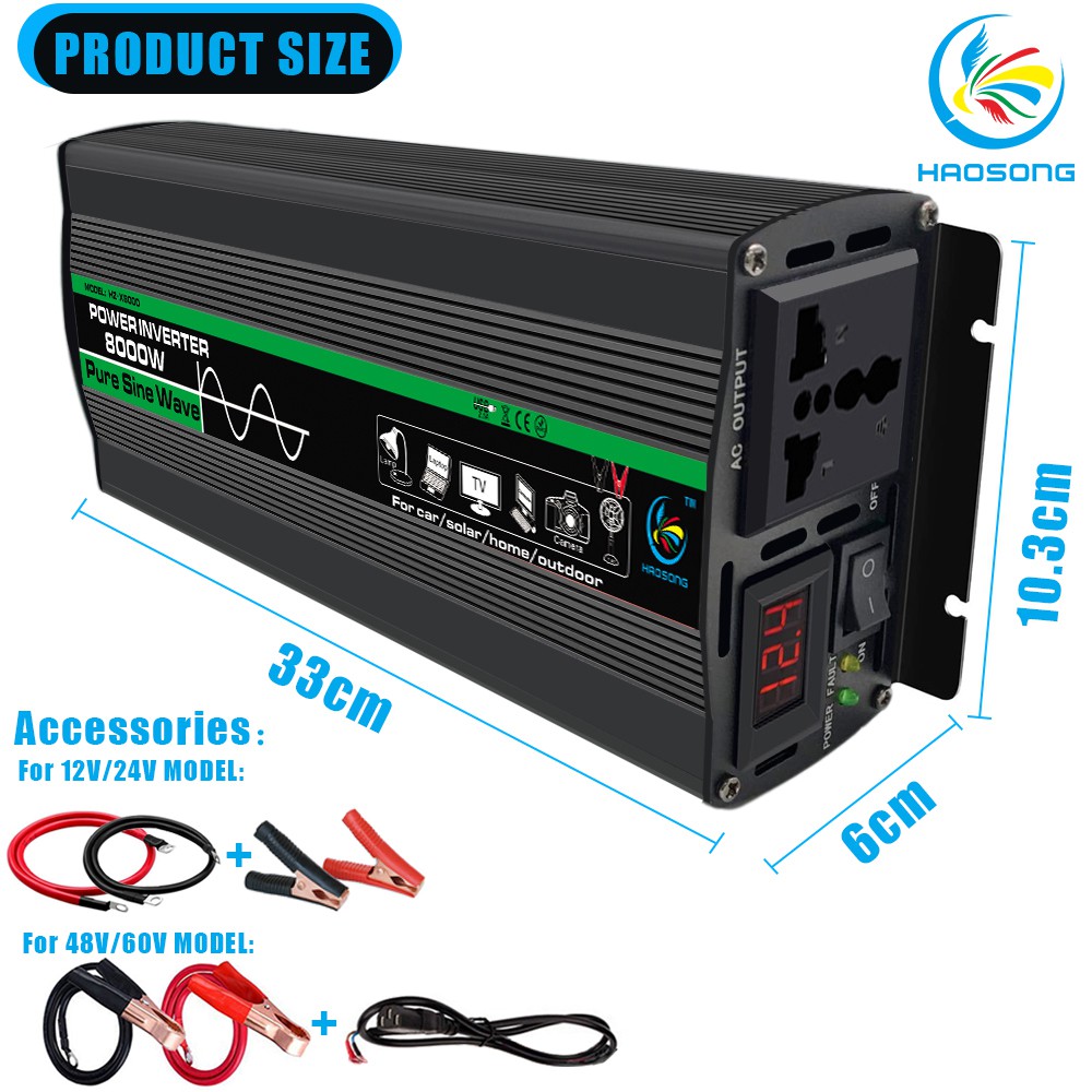 Onduleur YNITJH 3000W - Convertisseur DC/AC Pour Voiture, Camping Et Maison
